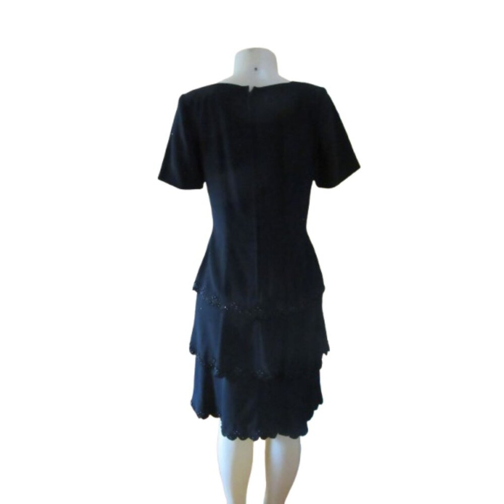Gazzelle Ciampi For Magali Vintage Black Ruffle Dress Size 8 - Picture 5 of 6